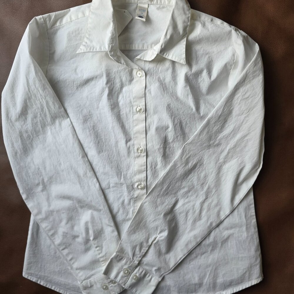 Old Navy Cotton spandex Girls white dress blouse size 16 NWT
